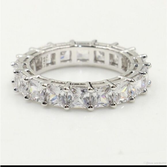 Sterling Silver CZ Princess Cut Eternity B… - Picture 4 of 4